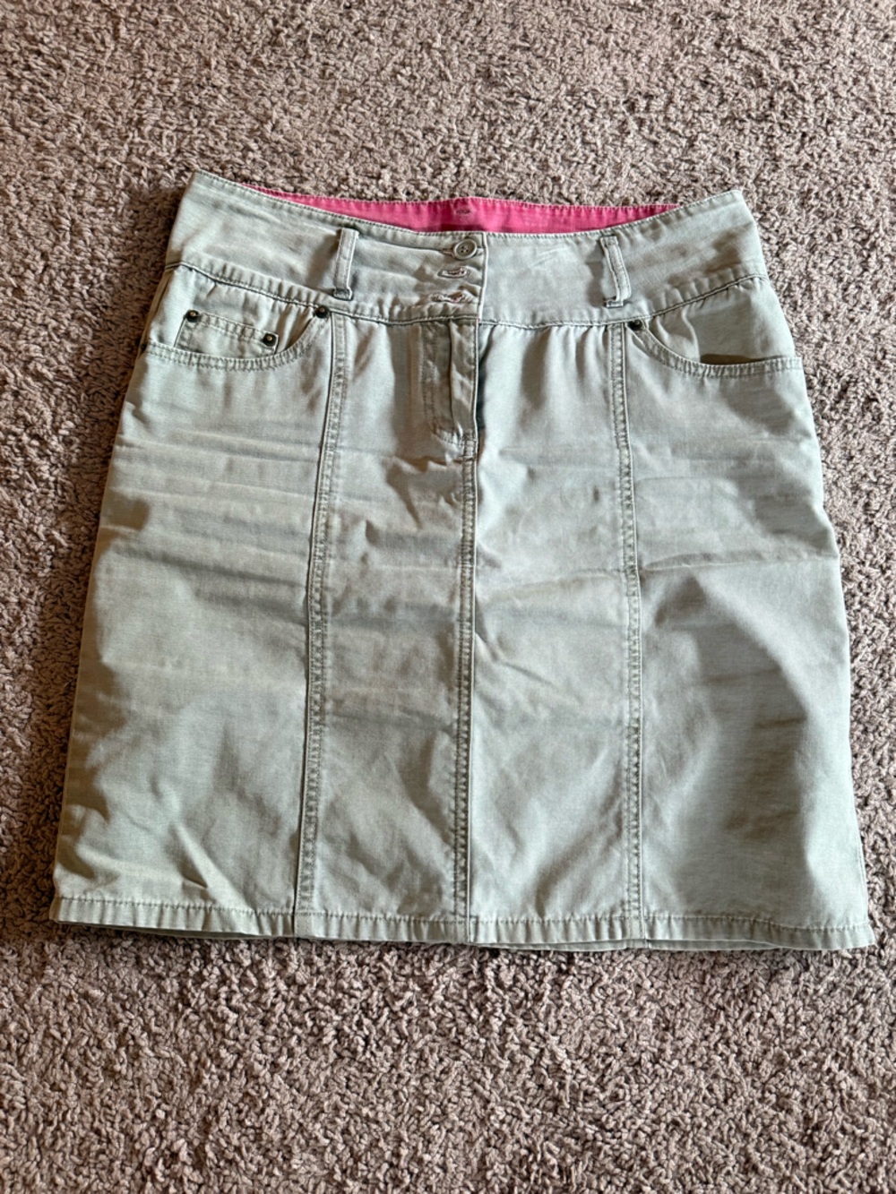 Light Green light Denim knee length Skirt